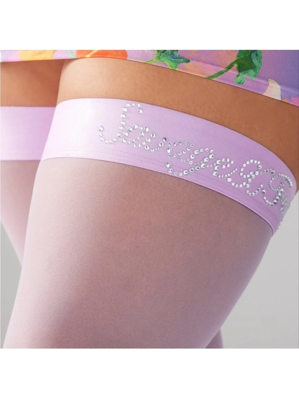 Savage X Fenty Lavender Sheer Thigh-High Stockings with Lace Band